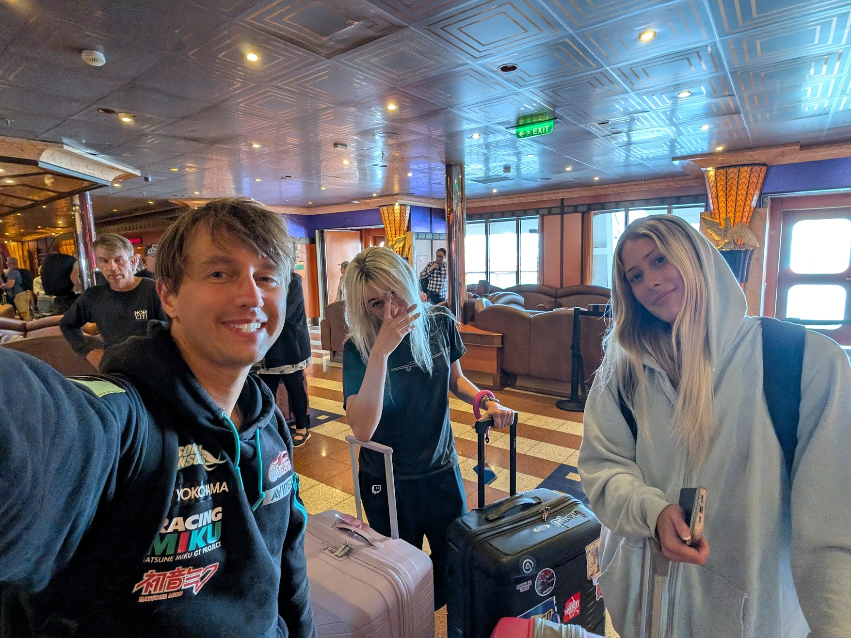 Carnival Valor lobby with AdrianahLee and madiee